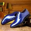 Scarpe Eleganti Uomo Blu Elettrico Lucide Derby Cerimonia LM479