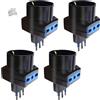 Set 4 Adattatori Presa Schuko 2 Bivalenti 10A 16A Multipresa Tre Spazi Nero