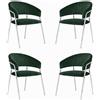 okaffarefatto Sedie da pranzo set da 4 Aurelia in velluto verde con gambe in ferro cromato