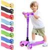 Hurtle Monopattino Leggero a 3 Ruote con Luci LED, Antiscivolo, per Bambini 2-5 Anni, Altezza Regolabile 63,-71 cm (Viola)