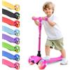Hurtle Monopattino Leggero a 3 Ruote con Luci LED, Antiscivolo, per Bambini 2-5 Anni, Altezza Regolabile 63,-71 cm (Rosa)