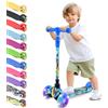 Hurtle Monopattino Mini Kickboard per Bambini - Altezza Regolabile da 63 a 71 cm, Leggero a 3 Ruote con Ruote LED Luminose, Antiscivolo, per Interno/Esterno, per Età 2-5 Anni