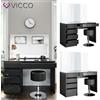 Vicco Toeletta da trucco tavolino da make-up Sherry specchio sgabello antracite Vicco