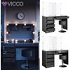 Vicco Toeletta da trucco Tavolino da make-up Specchio Sgabello Sherry Antracite Vicco
