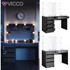 Vicco Toeletta da trucco Tavolino da make-up Specchio LED luci Sherry Antracite Vicco