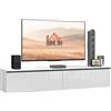 Altro Mobile TV Sospeso con Armadietti con Ante a Ribalta in Legno, 160x35x30 cm, Bian
