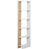 Altro Scaffale Libreria a Parete in Legno Color Rovere e Bianco con 5 Ripiani, Antirib