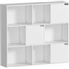 Altro Libreria a Cubi con 6 Sezioni Aperte e 3 Chiuse, in Legno Bianco, 106x24x95 cm