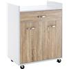 Altro Carrello da Cucina Portavivande per Microonde con 4 Ruote, in Legno, 60x40x77cm