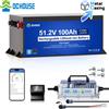 DCHOUSE 48V 100Ah Batteria carrello golf litio Bluetooth LiFePO4 18A Caricabatterie