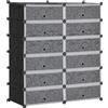 Altro Mobile Scarpiera Modulare Salvaspazio, 12 Cubi 45x35x16 cm in Acciaio e PP, Nero