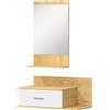 Altro Set da Ingresso con Specchio con Mensola e Mobiletto a Parete con Cassetto e 2 R