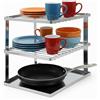 joeji's Kitchen Portapiatti Senza oscillazioni salvaspazio per la Cucina Mensole salvaspazio Cucina per mobili a Piastre angolari 25x25x19cm Argento