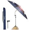 Sunphio Ombrellone da Spiaggia 220 cm Antivento Resistente, Ombrello Mare Portat
