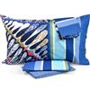 Bassetti Lenzuola Bassetti matrimoniale Brooklyn Blu completo letto puro cotone 100%