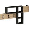 BAKAJI Appendiabiti Attaccapanni da Parete Muro con 9 Ganci Appendi Abiti e Scaffale Libreria 3 Ripiani Portaoggetti In Legno MDF Bicolore Design Moderno Dimensione 99,5 x 61 x 15 cm (Grigio)