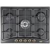 De'Longhi Piano cottura DE LONGHI 5 Fuochi incasso a gas 70 cm Antracite Nero ANF57 PRO