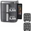 SOLEILUX Friggitrice ad Aria 11 Litri Doppio Cestello 2800W, 5,5+5,5L con Separatori