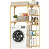 HOMCOM Mobile Bagno Sopra Lavatrice a 7 Ripiani 100x40x157 cm color Legno