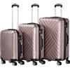 Zelsius Set di valigie 3 pezzi, colori rosé | Valigia rigida in ABS con chiusura a combi