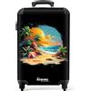 Trolley Bagaglio - Valigia 55x40x20 cm, 10 kg (Murale Spiaggia - Blu)