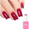 Goolich Smalto Semipermanente Unghie Borgogna Glitter Iridescente, 15 ML Senza HEMA e TP