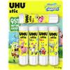 UHU stic Spongebob, Colla Stick 21 g, Edizione Limitata collezionabile, Formula 98% Naturale, Confezione da 5 Pezzi