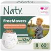 Naty FreeMovers Pannolini a Mutandina, Taglia 8 (17+kg), 60 pezzi | Per pelli sensibili, mutandino ipoallergeniche, Assorbente, Fino a 12h di protezione dalle perdite, senza profumo, elastico