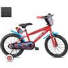 Lubex S.p.a. Bici Bambino 16'' SPIDERMAN con Rotelle/Stabilizzatori- Borraccia