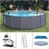 Intex 26384 Piscina Graphite Rotonda 478x124cm, Pompa a Sabbia, Scaletta, etc