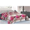 TrAdE Shop Traesio COMPLETO MATRIMONIALE CALDO LENZUOLO 250x290CM MAXI ANGOLI CUORI POIS ROSE