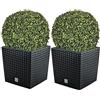 WELL HOME MOBILIARIO & DECORACIÓN WellHome Set di 2 vasi per piante Ratto da 32L con contenitore per piante, antracite 32x32x32,5 cm + sfera di bosso diam. 36 cm