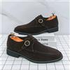 Scarpe Monk Strap Eleganti Effetto Camoscio con Fibbia Tacco 3 cm Marrone MS418