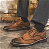Scarpe Eleganti Uomo Derby Marrone Chiaro Effetto Camoscio Brogue 3 cm DS418