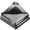 VOUNOT® Telo Impermeabile Esterno 3x5m, Telone Occhiellato Impermeabile Rinforzato PE 240 g/m², Telo Protettivo Multiuso per Barche, Legno, Piscina, Mobili da giardino, Auto, Grigio-Nero