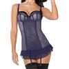 Besired Top Reggicalze Push-Up G-String Manon, Blu (Bleu), XL