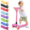 Hurtle Monopattino Leggero a 3 Ruote con Luci LED, Antiscivolo, per Bambini 2-5 Anni, Altezza Regolabile 63,-71 cm (Anguria)