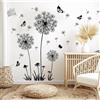 Adesivo Murale Tarassaco Nero Farfalla Wall Stickers Parete Soggiorno Camera Cas