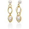 Orecchini Donna Argento925 Perle Bianche - 6-7 mm Pendenti Col. Oro _PER2571G