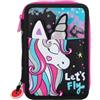 TrAdE Shop Traesio ASTUCCIO TRIPLO UNICORN GOPOP PORTAPASTELLI PENNE PENNARELLI ACCESSORI SCUOLA