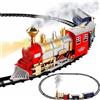 TrAdE Shop Traesio PISTA TRENINO GIOCATTOLO BAMBINI TRENO LOCOMOTIVA CON FUMO LUCE SUONI E 2 VAGONI