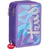 TrAdE Shop Traesio ASTUCCIO SCUOLA TRIPLO TRUDI FENICOTTERO SCUOLA COMPLETO PORTAPASTELLI VIOLA