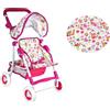 TrAdE Shop Traesio PASSEGGINO GIOCATTOLO PER BAMBOLA 60CM ROSA CARROZZINO METALLO RICHIUDIBILE