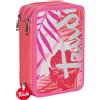 TrAdE Shop Traesio ASTUCCIO SCUOLA TRIPLO TRUDI FENICOTTERO SCUOLA COMPLETO PORTAPASTELLI ROSA
