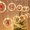 Piushopping CATENA LUMINOSA NATALE TENDA NATALIZIA 5MT 100LED CERCHI LUCE CALDA E PERSONAGGI