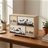 Scrivania in legno con maniglie rotonde, cassettiera con 2 cassetti