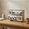 Scrivania in legno con maniglie rotonde, cassettiera con 2 cassetti