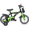 Legnano Mountain Bike acciaio ( 1 vel ) 12" con rotelle BIMBO Black e Green Glossy 26L9