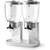 LACOR - 62596 - Dispenser di cereali, frutta secca, pasta e caramelle, doppio contenitore, due contenitori da 2 L, sistema girevole, senza BPA, 27 x 16,5 x 35 cm, grigio