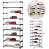 TrAdE Shop Traesio SCARPIERA SCAFFALE CASA MULTIUSO 9 RIPIANI IN METALLO IMPILABILE 60X30X140CM
